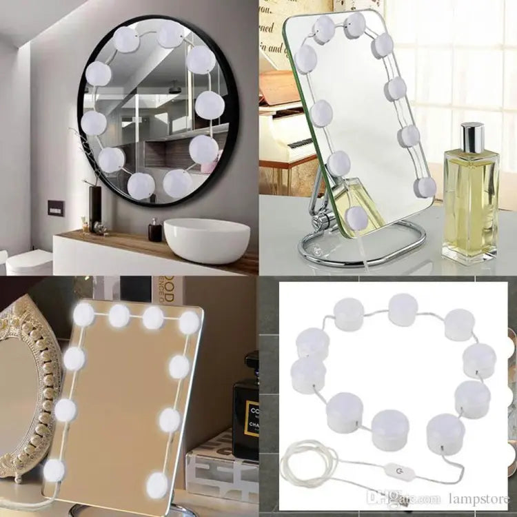 Vanity Mirror Fill 10Pc Light Bulb | Changeable Luminance 3 Colors LED USB