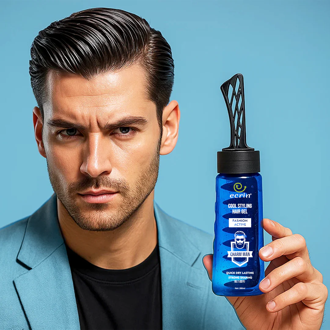 ECRIN Cool Styling Hair Gel with Active Collagen | for All Hair Types, Daily Use Gel with Refreshing Cool Effect - With Comb (280ml)
