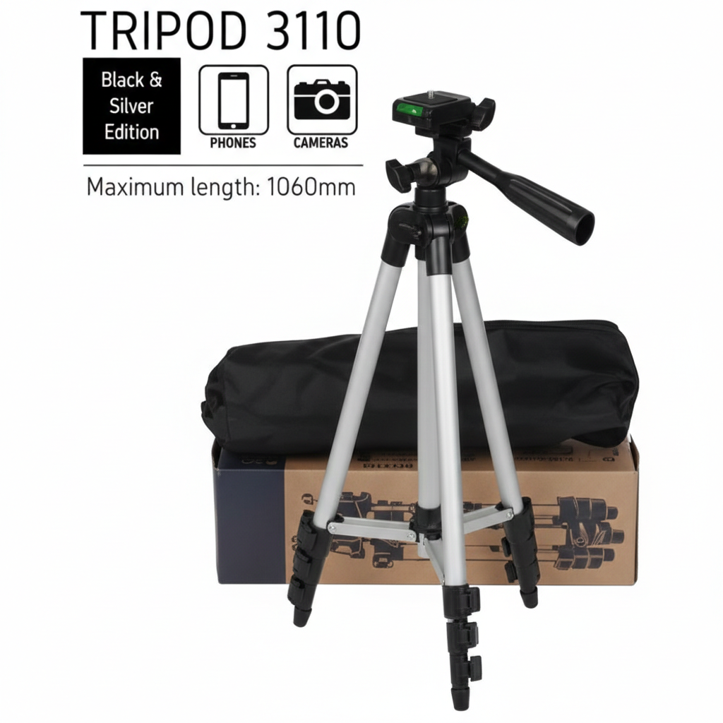 Tripod 3110 Portable Adjustable Aluminium Lightweight Camera Stand Tripod, with 3-Dimensional Head and Quick Release Plate