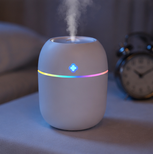 Mini Cute Air Humidifier With RGB Light | Mute Humidifier For Room & Office | 220ML Water Capacity