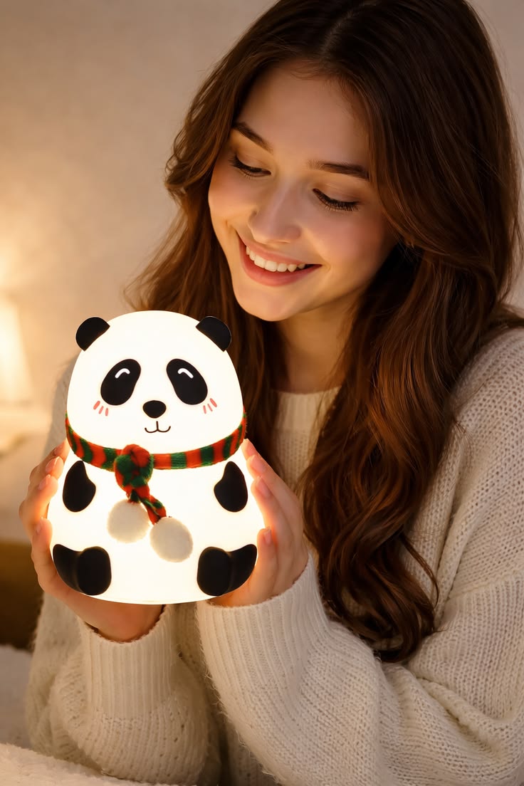 Panda LED Night Lamp | YH-608 Model | Soft Silicone Rechargeable Night Light | 7-Color Touch Control | Kids Bedroom, Nursery & Gift Decor