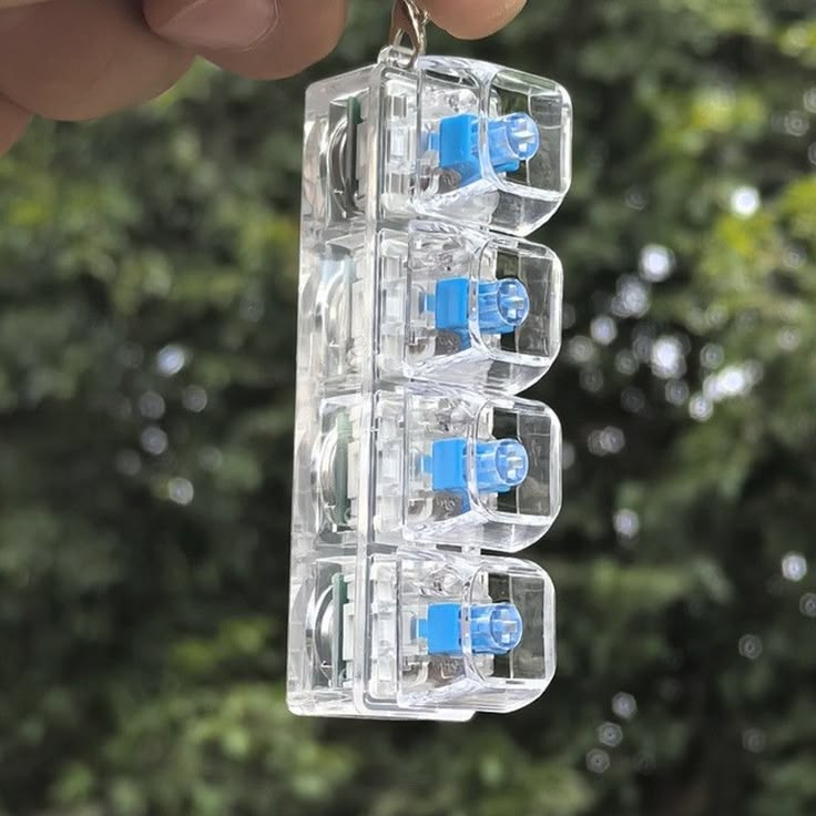 4-Key Mechanical Keyboard Clicker Keychain | Portable Mechanical Switch Fidget Toy | Stress Relief Finger Clicker | Tactile Keyboard Keychain with light | Random Color