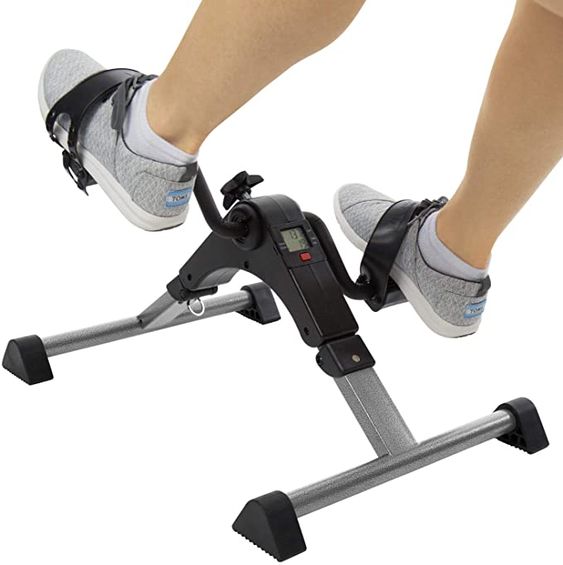 Folding Pedal Exerciser, Mini Exercise Bike Under Desk Bike Foot Pedal Exerciser, Foot Hand Cycle Portable Peddler Machine Bicycle Exerciser Arm Leg Exerciser while Sitting