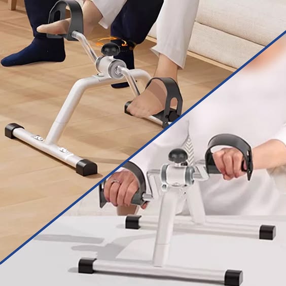 Folding Pedal Exerciser, Mini Exercise Bike Under Desk Bike Foot Pedal Exerciser, Foot Hand Cycle Portable Peddler Machine Bicycle Exerciser Arm Leg Exerciser while Sitting