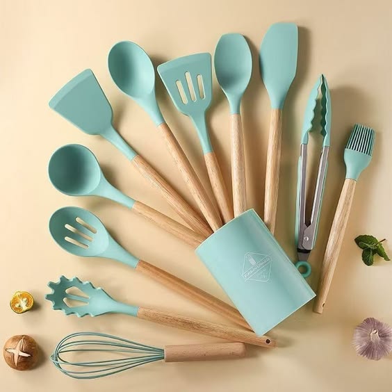 12 Pcs Silicone Cooking Utensils Kitchen Utensil Set | Heat Resistant Kitchen Non toxic Spatula Set