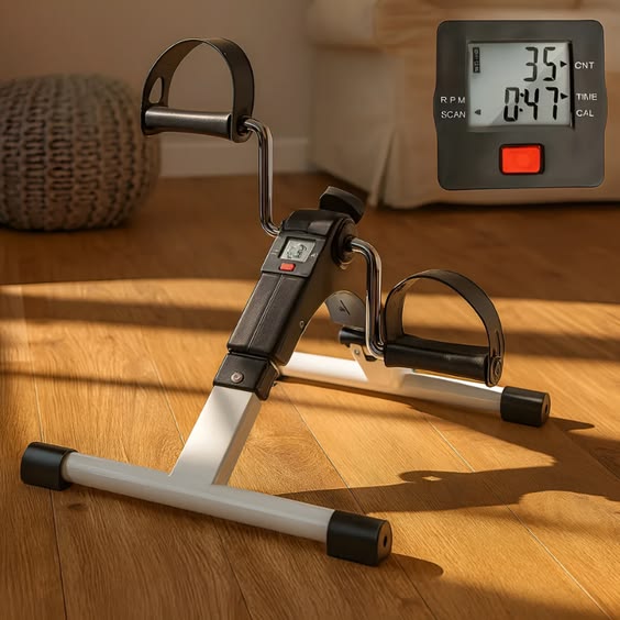 Folding Pedal Exerciser, Mini Exercise Bike Under Desk Bike Foot Pedal Exerciser, Foot Hand Cycle Portable Peddler Machine Bicycle Exerciser Arm Leg Exerciser while Sitting