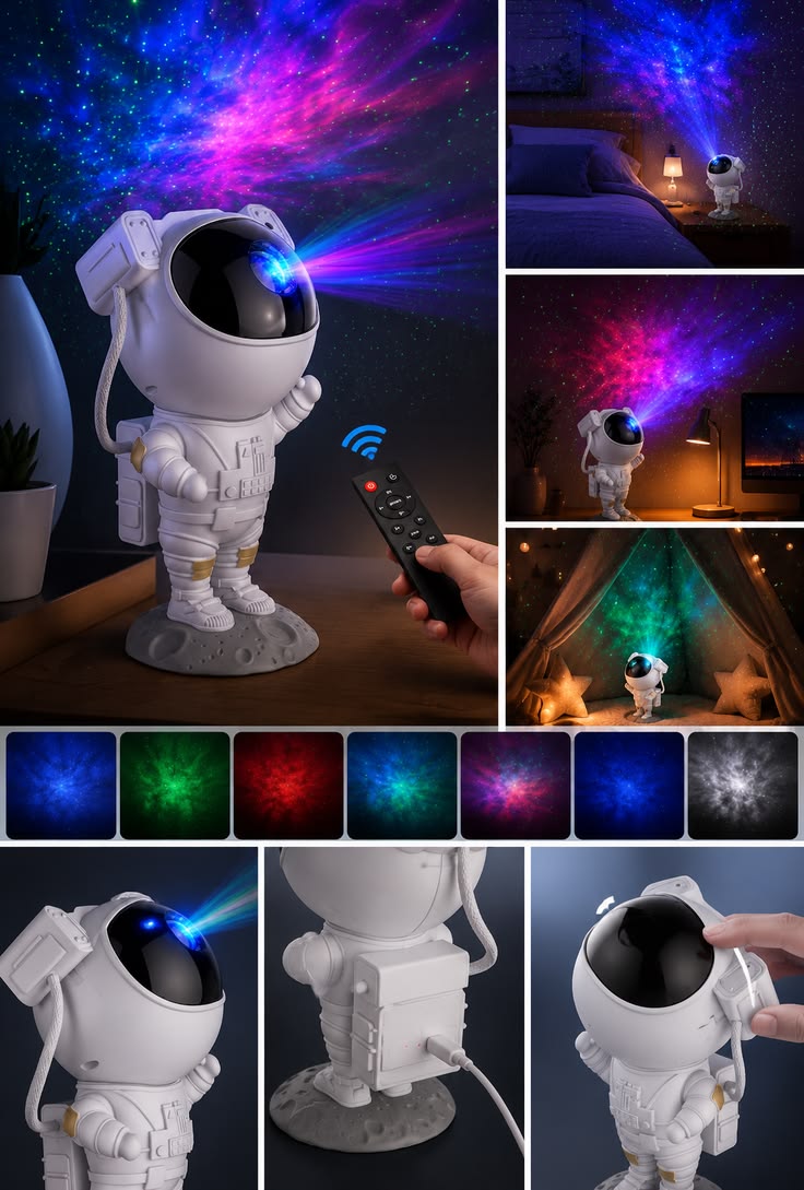 Astronaut Star Projector Night Light | Bring the Galaxy to Your Room | LED Nebula & Starry Sky Projection