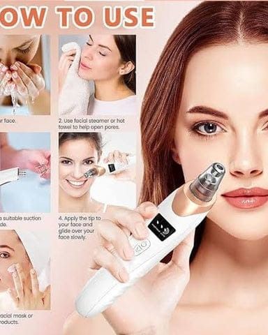 Blackhead Suction Remover Portable Pore Cleaner with LED Display and Multiple Suction Levels