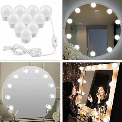 Vanity Mirror Fill 10Pc Light Bulb | Changeable Luminance 3 Colors LED USB