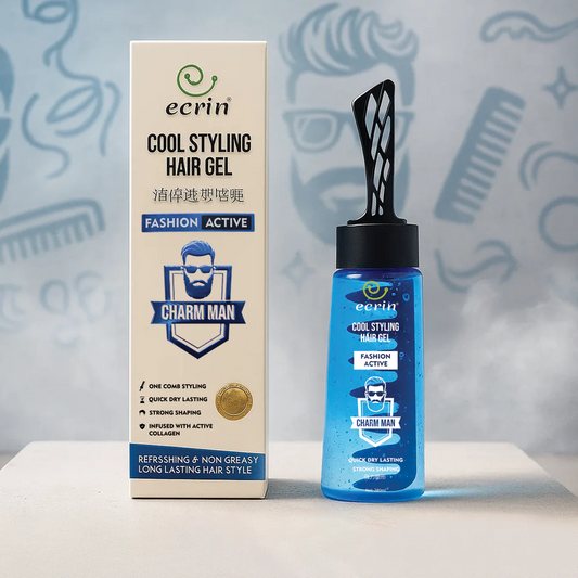 ECRIN Cool Styling Hair Gel with Active Collagen | for All Hair Types, Daily Use Gel with Refreshing Cool Effect - With Comb (280ml)