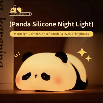 Cute Panda Soft Silicone LED Animal Bedside Lamp | Tap Control & USB Rechargeable | Panda Night Light for Kids