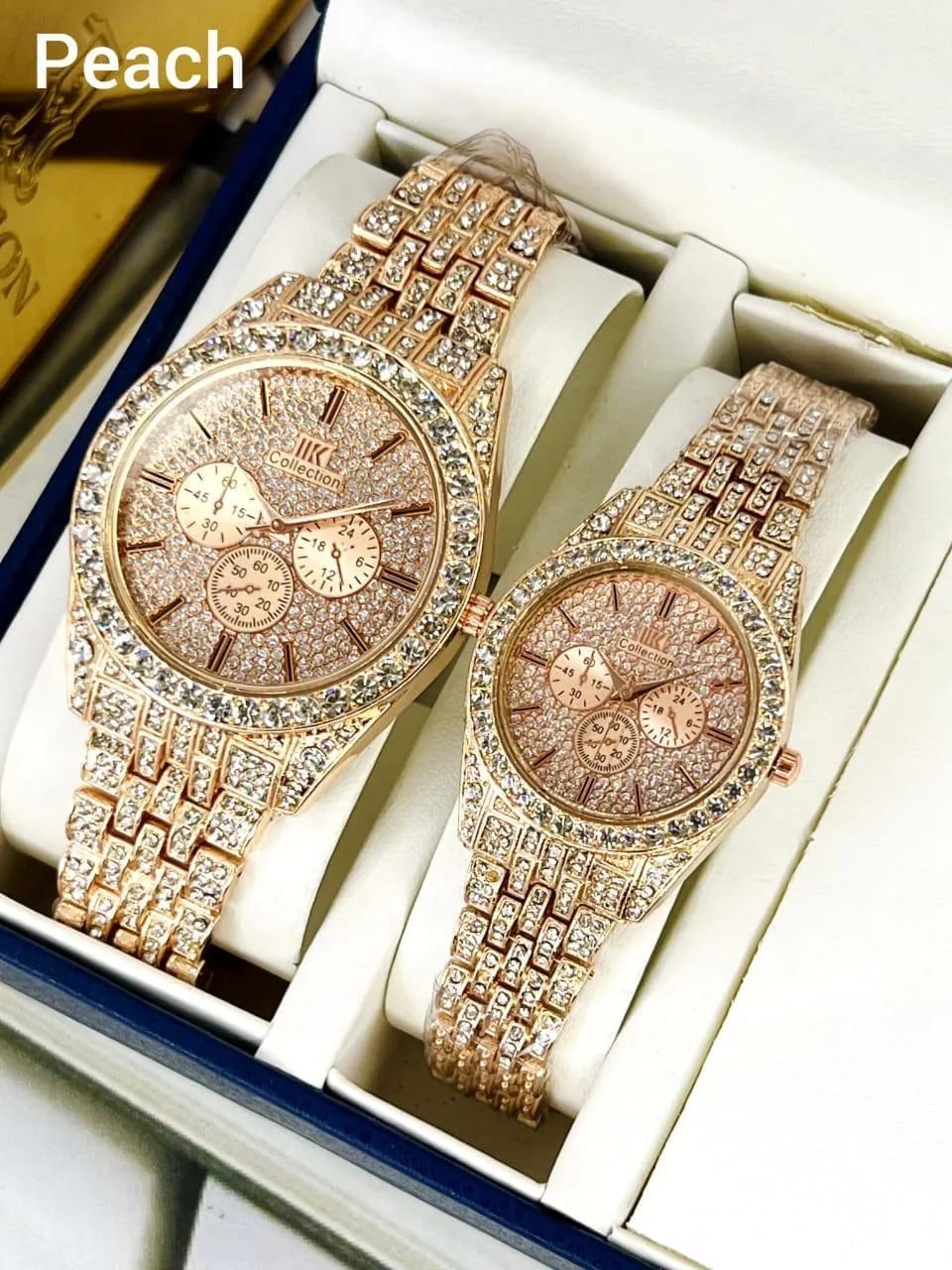 Luxury Diamond-Accented Couple Watch Set Available in 5 colors (Without Box)
