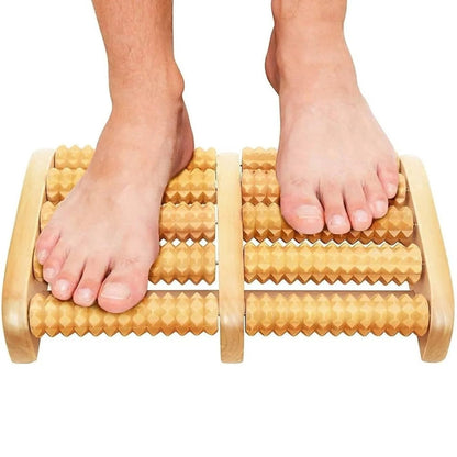Wooden Foot Roller Massager | Manual Reflexology Therapy Tool for Pain Relief, Stress Relaxation & Foot Care