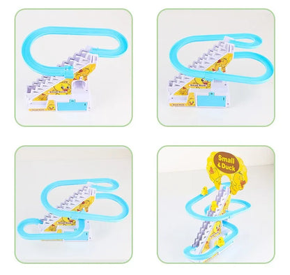 Small Duck Climbing Stairs Toy DIY Racing Track Toy Music Duck Roller Coaster