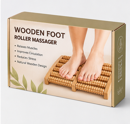 Wooden Foot Roller Massager | Manual Reflexology Therapy Tool for Pain Relief, Stress Relaxation & Foot Care