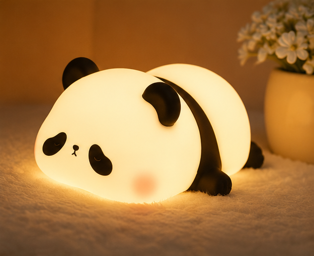 Cute Panda Soft Silicone LED Animal Bedside Lamp | Tap Control & USB Rechargeable | Panda Night Light for Kids