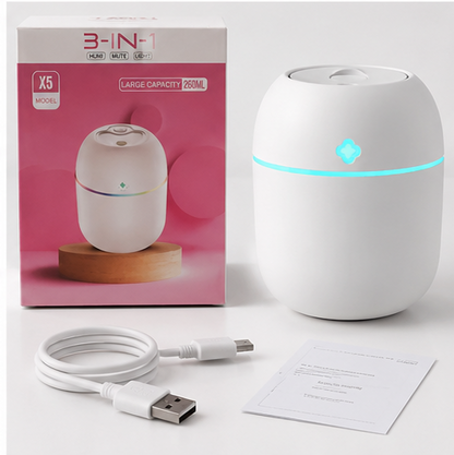 Mini Cute Air Humidifier With RGB Light | Mute Humidifier For Room & Office | 220ML Water Capacity