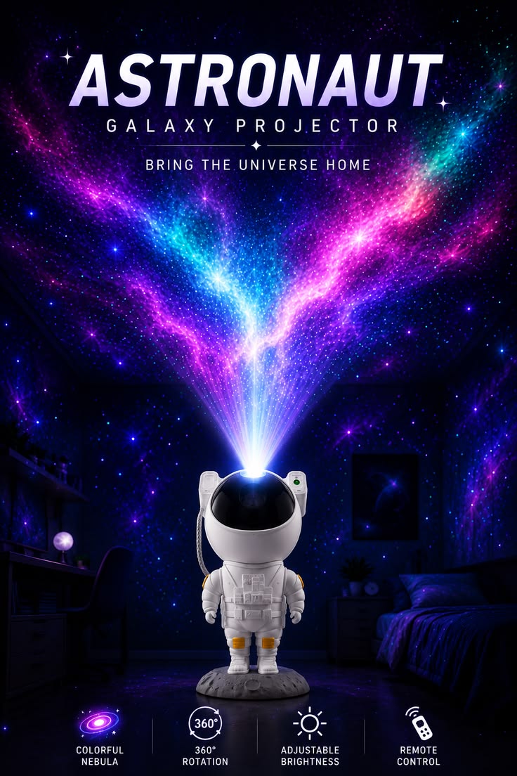 Astronaut Star Projector Night Light | Bring the Galaxy to Your Room | LED Nebula & Starry Sky Projection