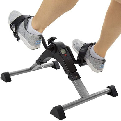 Folding Pedal Exerciser, Mini Exercise Bike Under Desk Bike Foot Pedal Exerciser, Foot Hand Cycle Portable Peddler Machine Bicycle Exerciser Arm Leg Exerciser while Sitting