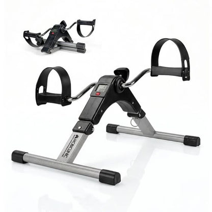 Folding Pedal Exerciser, Mini Exercise Bike Under Desk Bike Foot Pedal Exerciser, Foot Hand Cycle Portable Peddler Machine Bicycle Exerciser Arm Leg Exerciser while Sitting