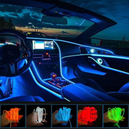 Car Dashboard Neon Light Strip – 3 Meter Flexible EL Wire with Easy Installation, Random Color