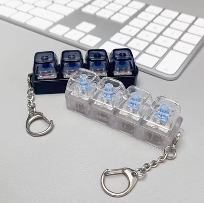 4-Key Mechanical Keyboard Clicker Keychain | Portable Mechanical Switch Fidget Toy | Stress Relief Finger Clicker | Tactile Keyboard Keychain with light | Random Color