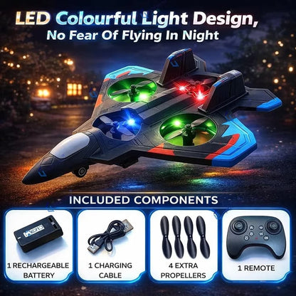 Premium RC Fighter Jet Plane 2.4 | Remote Control Foam Airplane Toy with Lights & 3D Stunt Glider