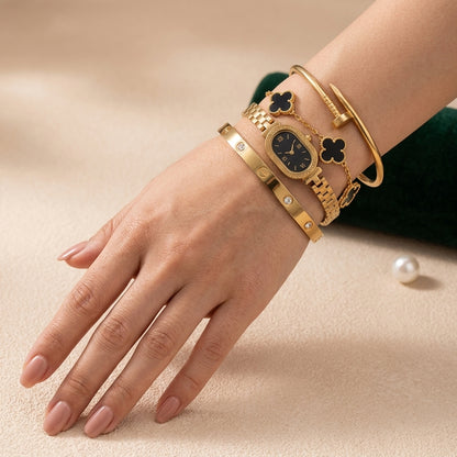 Stainless Steel 4 Piece Bracelet, Watch And Bangle Combo - Jewelry Product For Styling