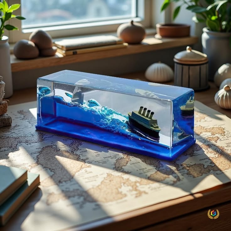 Titanic Unsinkable Fluid Drift Bottle – Acrylic Cruise Ship Decor with Iceberg Scene | Relaxing Liquid Motion Display for Car Dashboard & Home