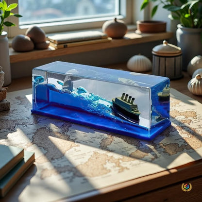 Titanic Unsinkable Fluid Drift Bottle – Acrylic Cruise Ship Decor with Iceberg Scene | Relaxing Liquid Motion Display for Car Dashboard & Home