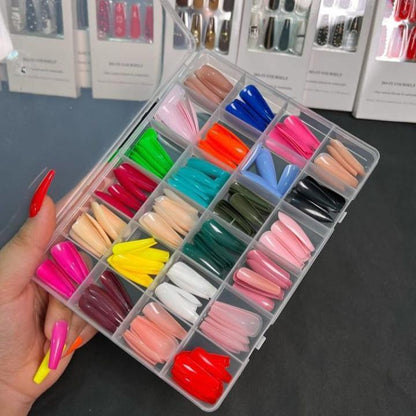 Pack Of 2 576 Pcs Artificial Nails With Free Nail Glue Made Of Abs Plastic In Multicolor