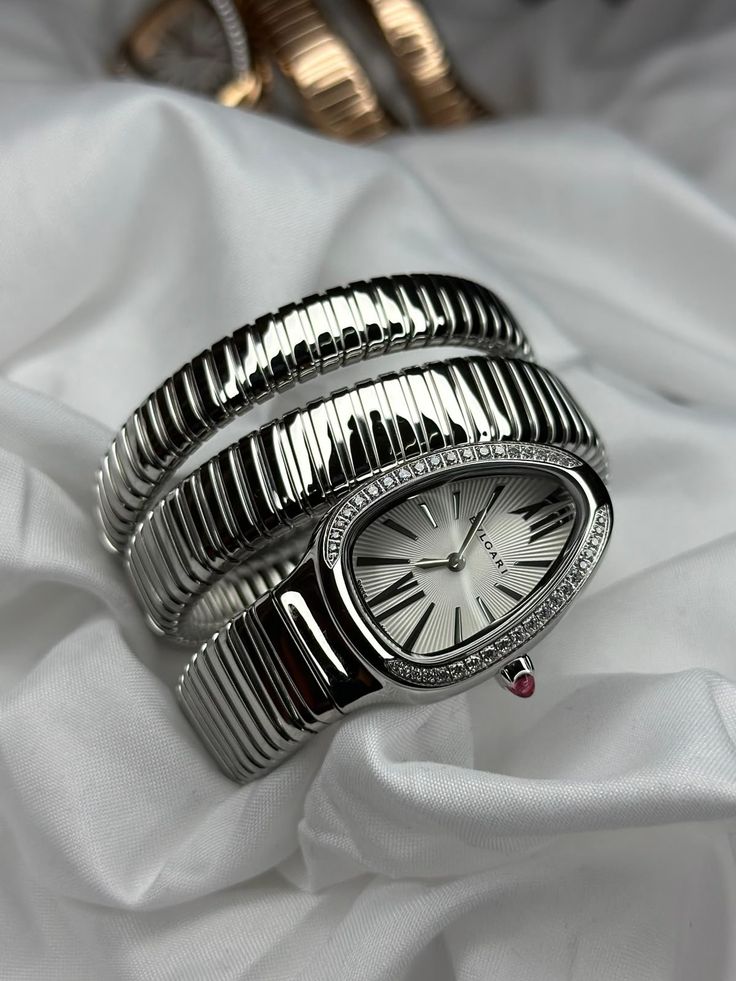 Triple‑Wrap Snake Watch | Diamond‑Set Bezel | Luxury Fashion Accessory